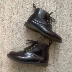 Dr. Martens Emmeline Arcadia leather lace up boots in cherry red